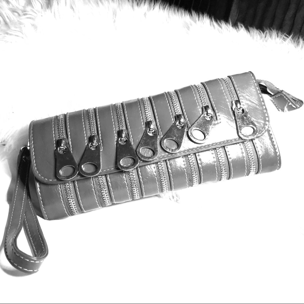Gray clutch/wallet.